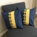 Throw Pillow Cover Metallic Blue, Yellow, Flowers