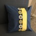 Throw Pillow Cover Metallic Blue, Yellow, Flowers