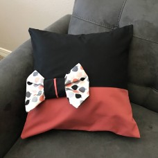 Throw Pillow Cover Black and Divine Red-Bow