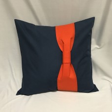 Throw Pillow Metallic Blue-Orange Bow