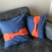 Throw Pillow Metallic Blue-Orange Bow Throw Pillow Metallic Blue-Orange Bow