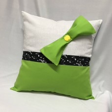 Throw Pillow Cover Lime Green White-Black-Musical Notes