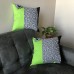 Throw Pillow Cover Lime Green-Black-Zebras